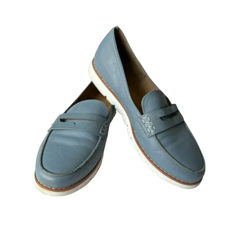 Blondo Penny Loafers Waterproof Size 8.5 M Women's Leather Shoes Blue